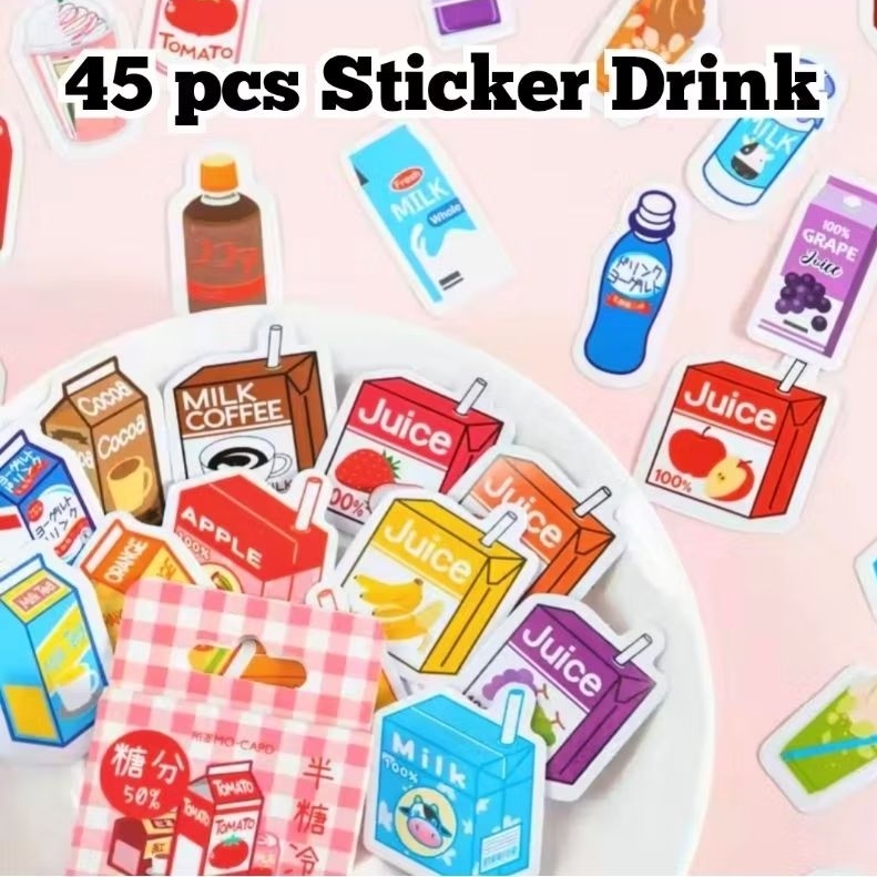 

45 pcs Sticker Lucu Convenience Drink Beverages Minuman Juice Milk Softdrink Dekorasi Planner Journal Scrapbook