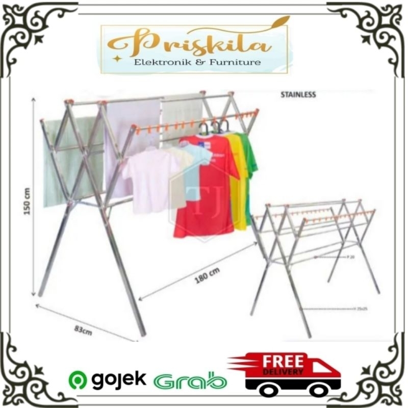 Jemuran baju jumbo / jemuran pakaian stainless/ jemuran baju/ jemuran luar ruangan/ furniture Palemb