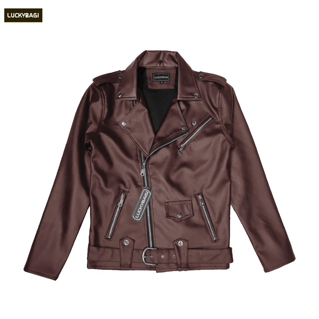 Luckybagi Jacket Faux leather Ramones Jaket Kulit Pria Jaket Kulit Sintetis Ramones Pria
