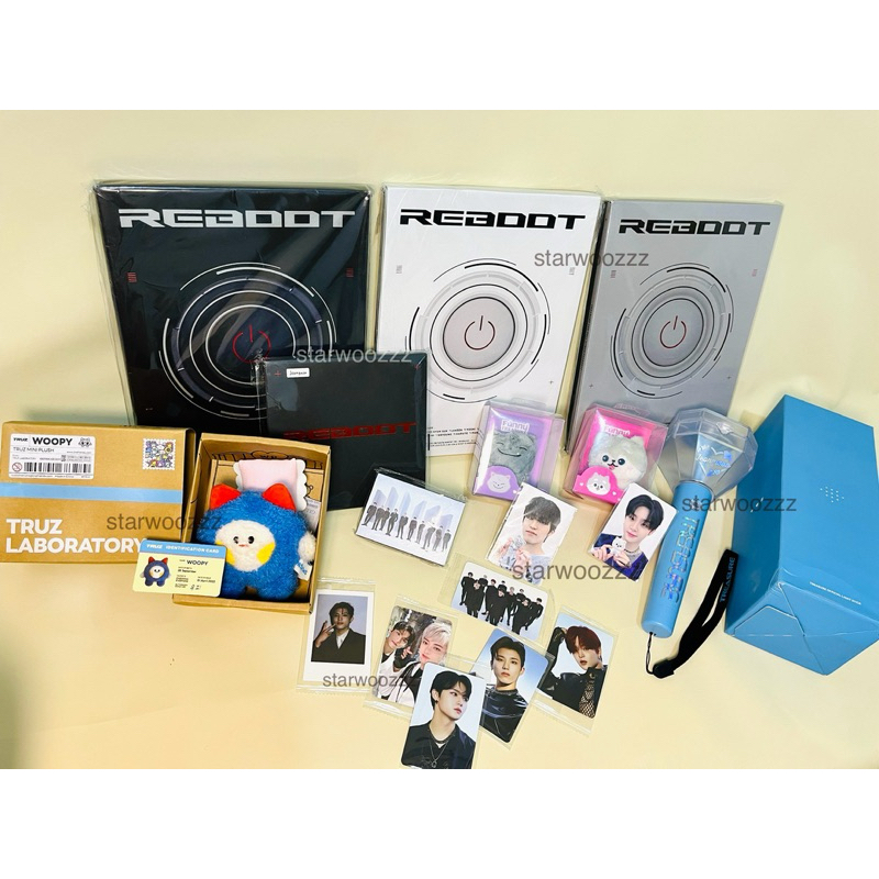 album reboot + pob ktown | lightstick treasure teulight | md funny treasure keyring doll + photocard