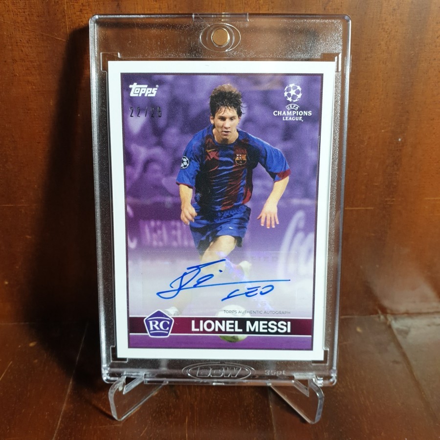 KARTU BOLA TOPPS LOST ROOKIE LIONEL MESSI AUTOGRAPH PURPLE 22/25