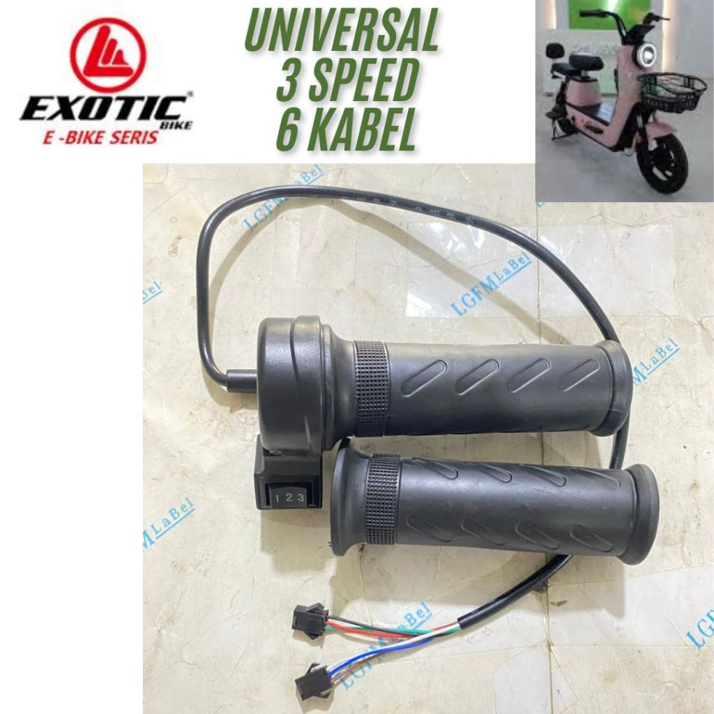 EXOTIC  Gas 3 Speed Throttle OXO Sepeda Listrik E-Bike  Universal  1 Pasang Genio Enine Uwinfly GODA