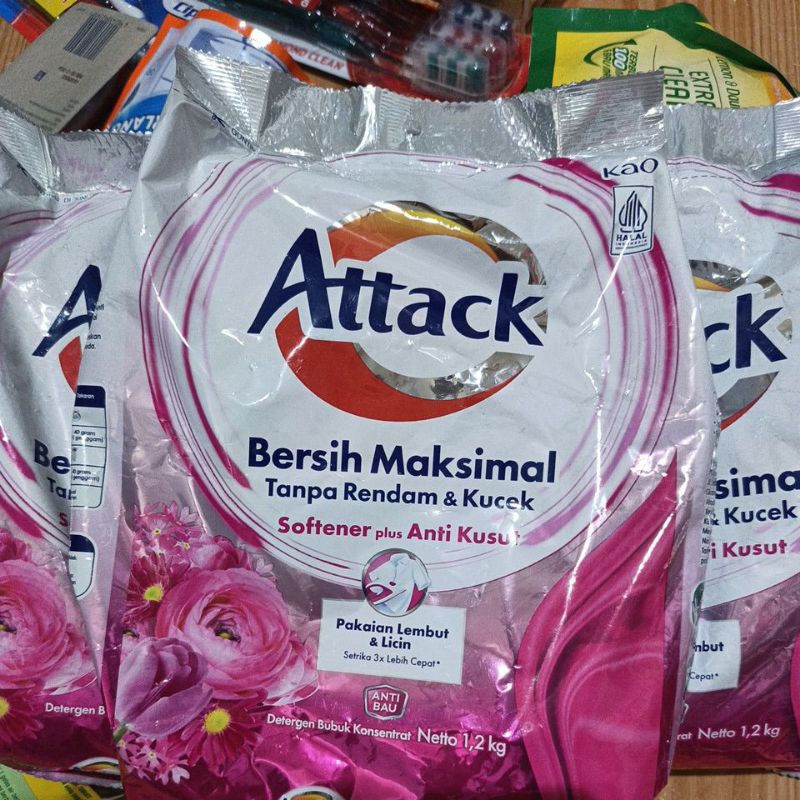 Attack Deterjen Plus Softener Bubuk 800gr 750gr 1200gr 1,2kg