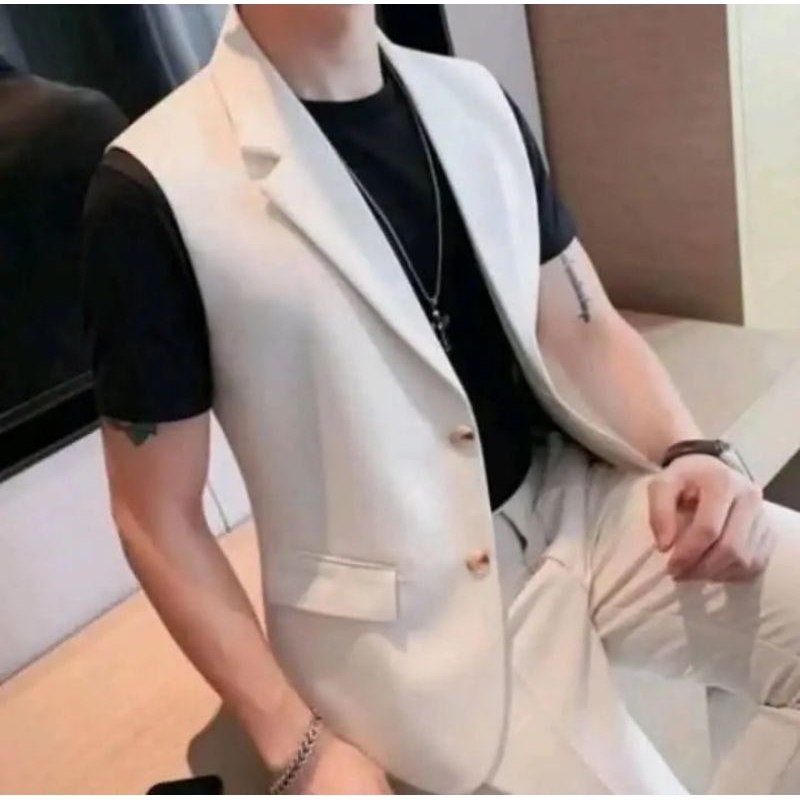 Nugraha Tailor - Jas Blazer Tanpa Lengan Terbaru - Rompi Pria - Jas Rompi Pria Putih