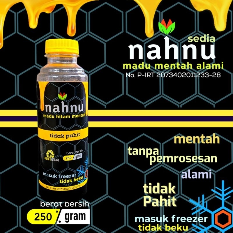 

Madu nahnu madu hitam mentah alamii, masuk freezer tidak beku, tidak pahit 250g