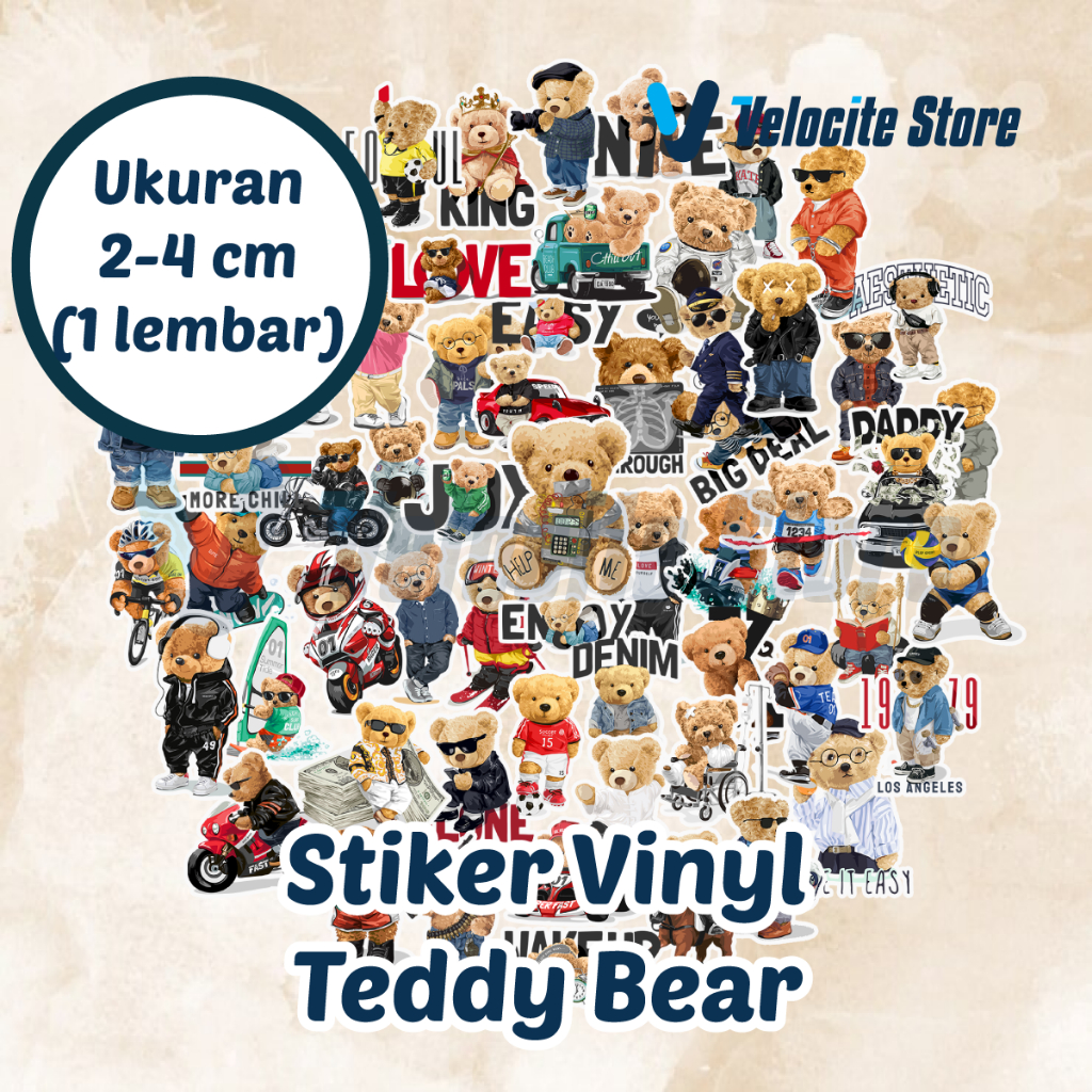 

Stiker Vinyl Teddy Bear Ukuran 2-4 cm (1 lembar)