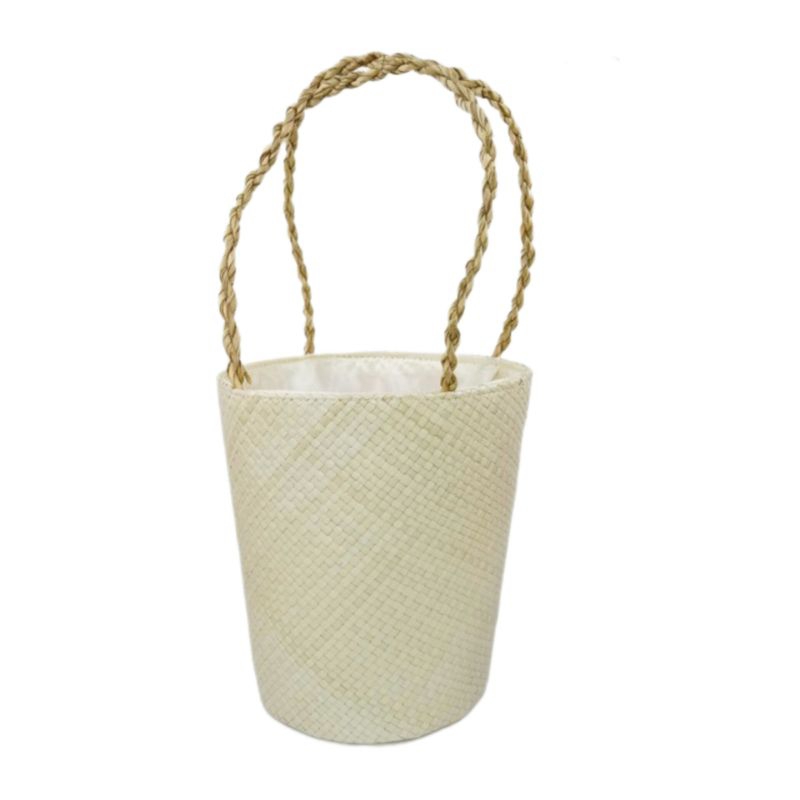 Tas rotan jinjing - tas pandan - tas parsel - gift anyaman - putih