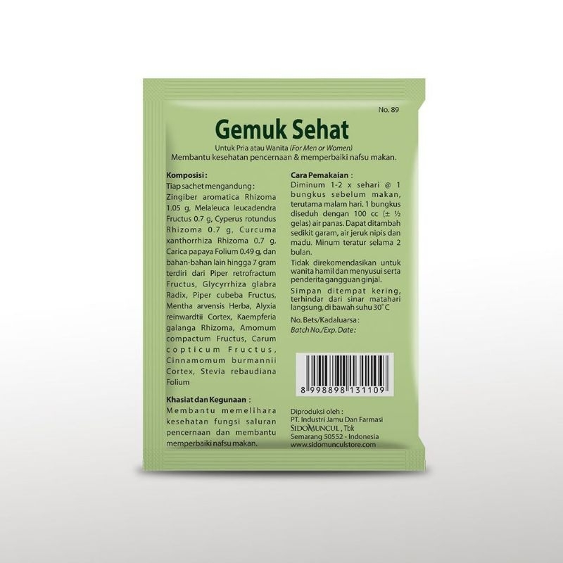 

Jamu gemuk sehat | penambah nafsu makan