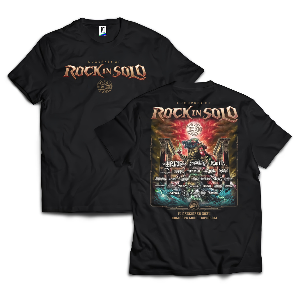 T Shirt Kaos ROCK IN SOLO / Rock in Solo Hitam Unisex | Cotton Combed 24s