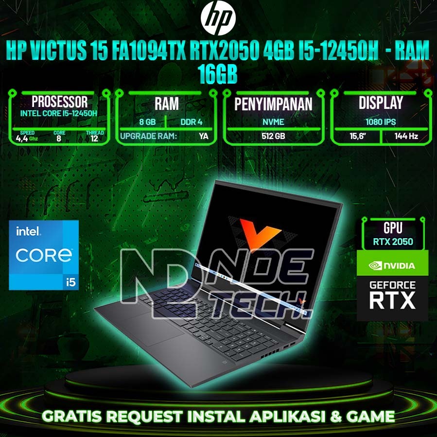 HP Victus 15 FA1094TX RTX2050 4GB i5-12450H