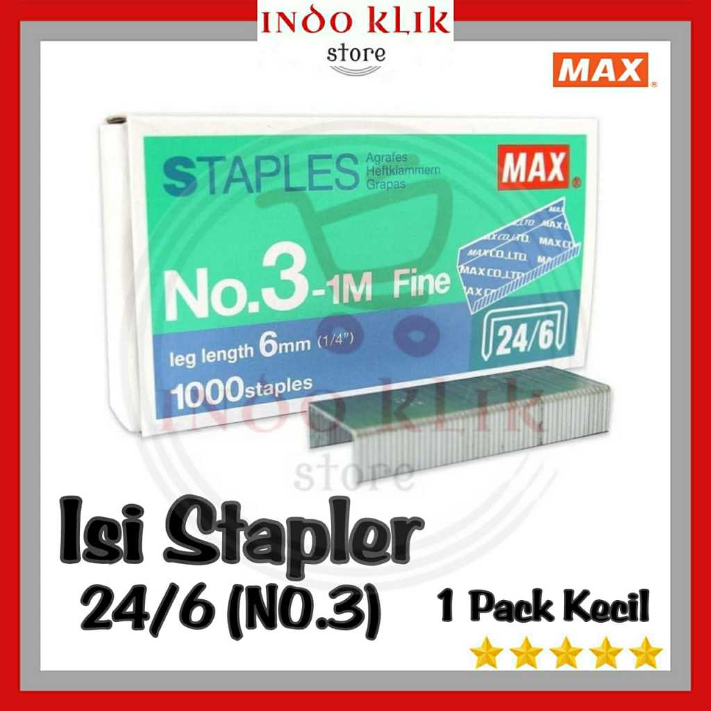 

Isi stapler Max No.3 (24/6) / Isi Strapler Max No-3 / Isi Straples Max Kecil / Isi Hekter No 3 Ori