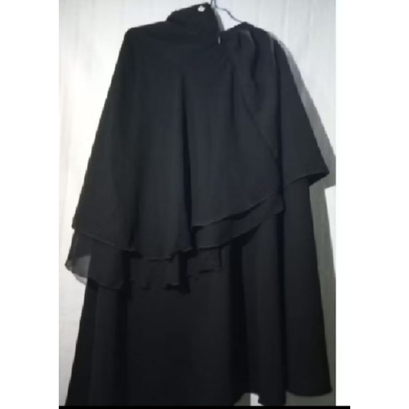 jilbab rit safar anak jilbab safar banat jilbab safar purdah 2 layer sifon jetblack