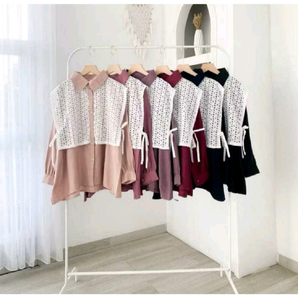 Turun Harga  baju atasan wanita terbaru Poly micro Mix Katun Brokat Dena