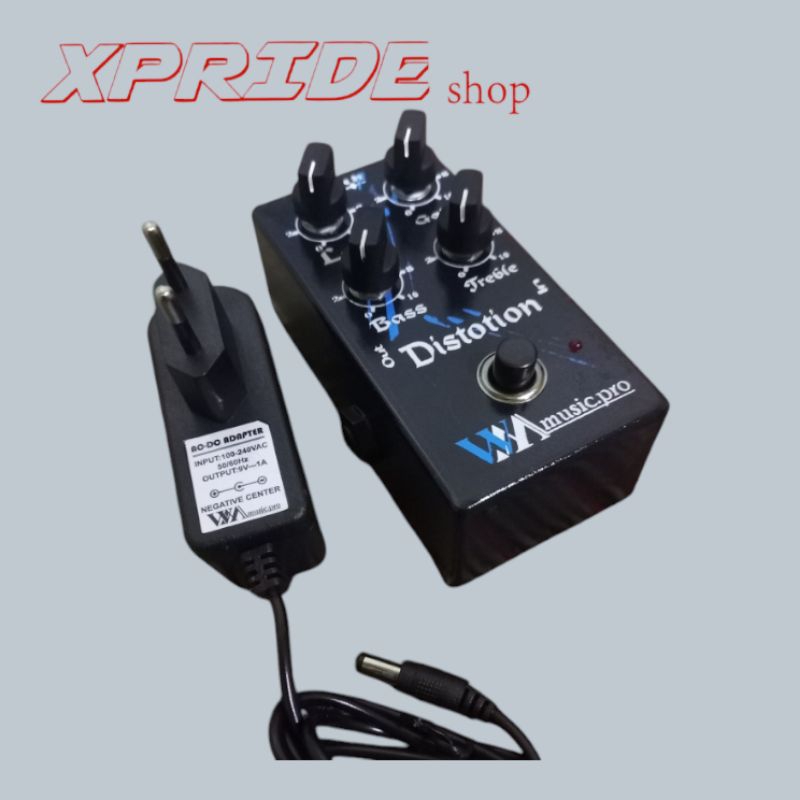 EFEK GITAR LISTRIK 4 POTENSIO DENGAN ADAPTOR 9 VOLT NEGATIVE CENTER
