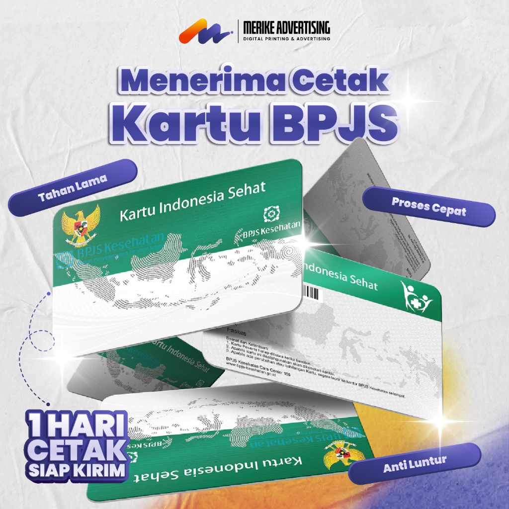 

CETAK KARTU BPJS BERKUALITAS, TAHAN LAMA, TINTA TAJAM | UKURAN 8,6 x 5,4 cm