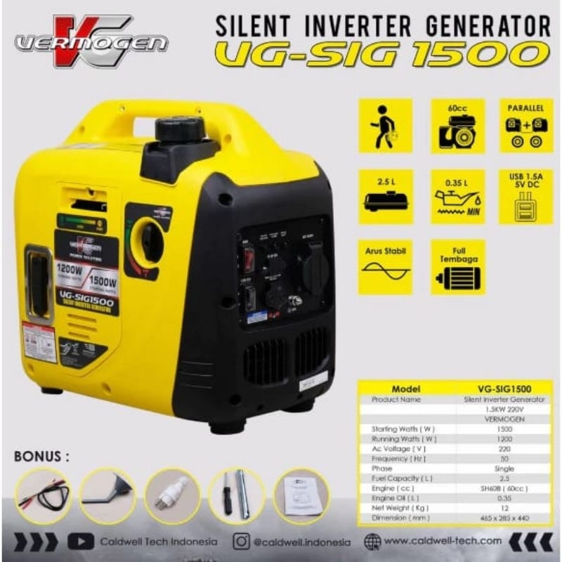 Genset 1500 Watt Vermogen Silent Inverter Generator  VG-SIG 1500