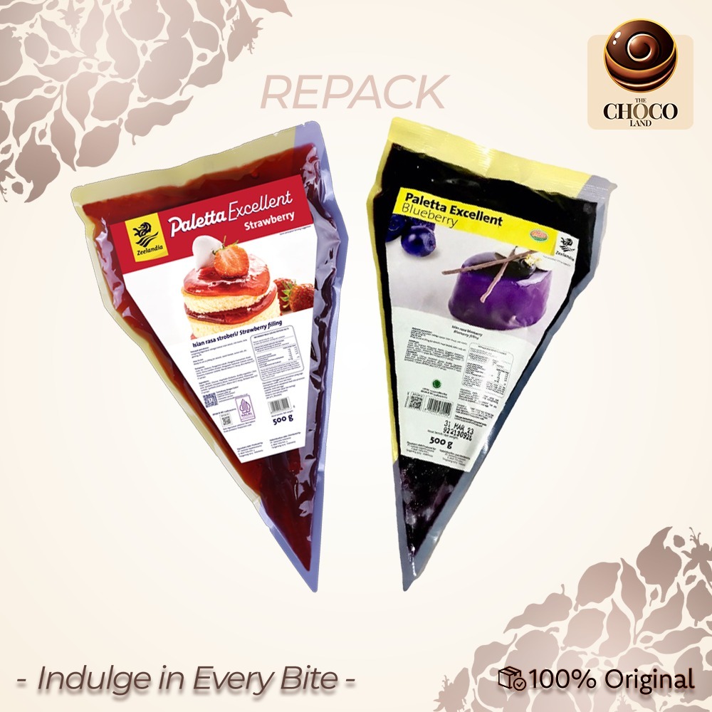 

Zeelandia Paletta Excellent Strawberry & Blueberry REPACK - Selai Buah Premium untuk Isian & Topping