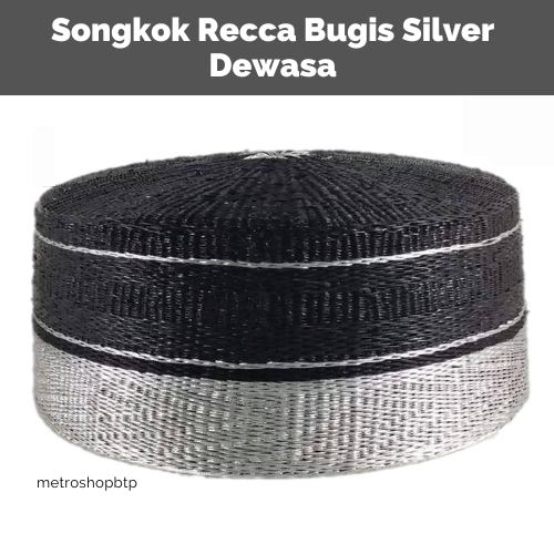 Songkok Recca Bugis Bone Dewasa Hitam Silver Peci Makassar Bugis Sulawesi Selatan