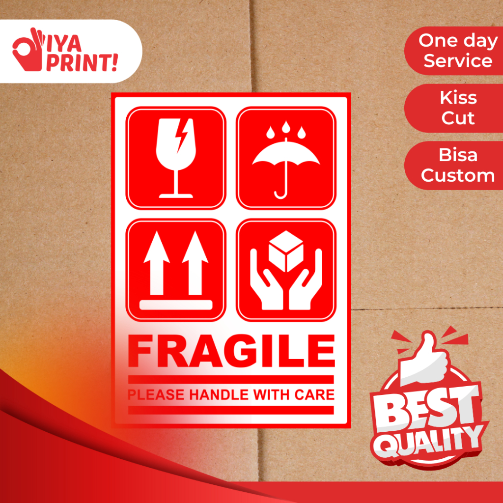

[40 PCS] Sticker Fragile Murah | Stiker Pecah Belah Kemasan Olshop | Label Pengiriman Awas Pecah