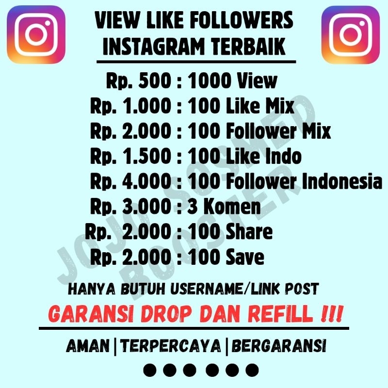 INSTAGRAM VIEW LIKE FOLLOWERS INDONESIA