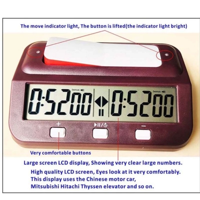 jam catur hqt-101 chess clock digital ada lampu indicator hqt101