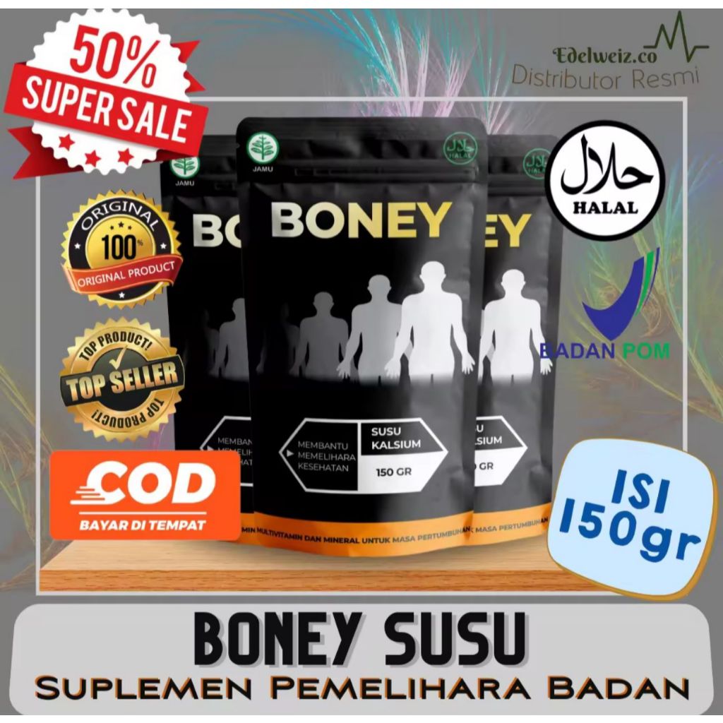 

Peninggi Badan BONEY Susu 150GR - Susu Kalsium Anak Kalsium junior Original BPOM