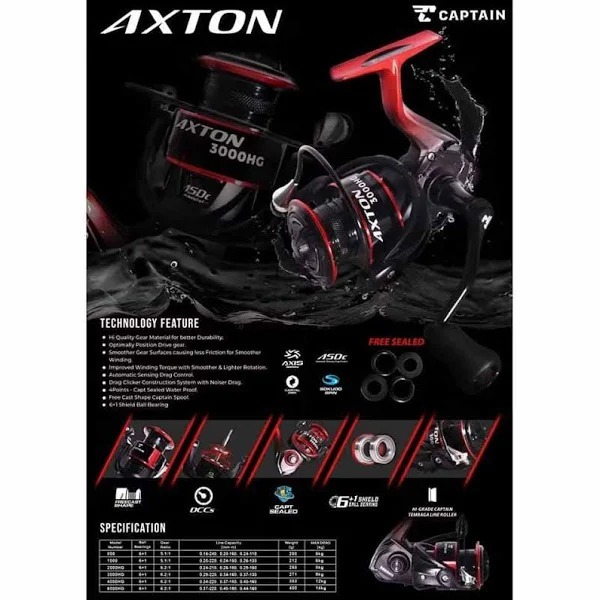 REEL SPINNING POWER HANDLE CAPTAIN AXTON 800-2000 HIGH SPEED RATIO / Reel Captain