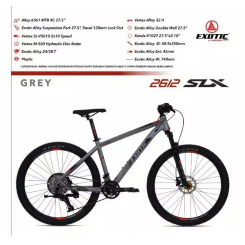 Sepeda Exotic 2.75 Inch MTB 2612 SLX