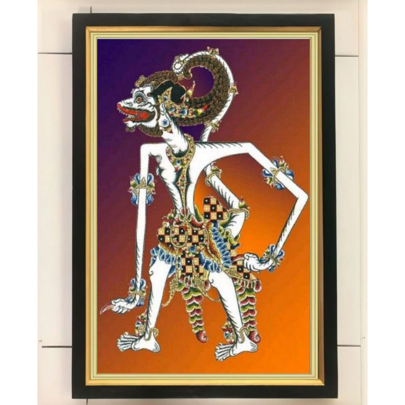 hiasan dinding lukisan cetak wayang anoman / Hanoman putih plus bingkai ukuran 65×45