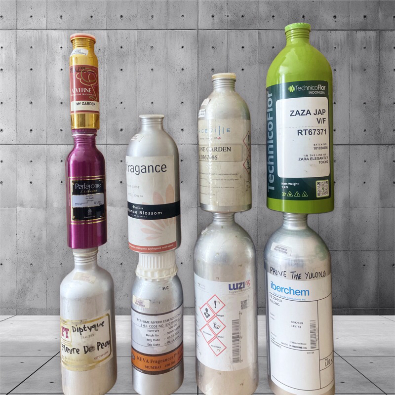 Kaleng Alumunium / Botol Kaleng Bekas Parfum uk. 100ml, 250ml, 500ml & 1kg Lengkap Merk RANDOM