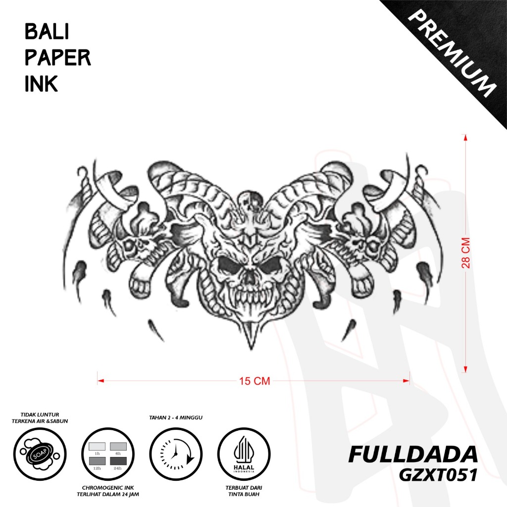 Bali Paper Ink GZXT051 Full Dada Fruit Ink Tatto Temporary Premium Tato Temporer Full Dada - Tato Da
