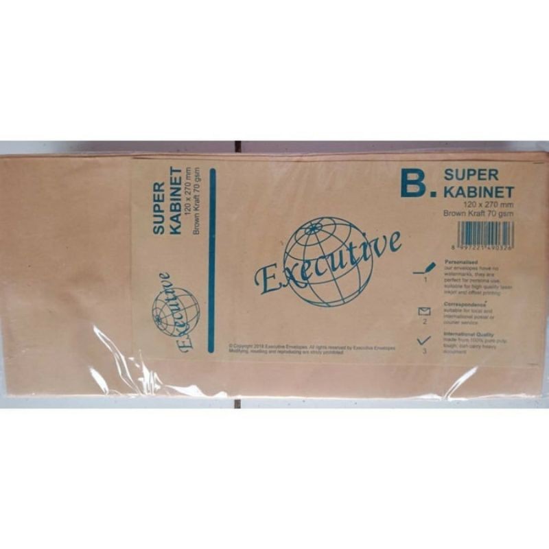 

Amplop Kraft Coklat Executive B. Super Kabinet 70Gsm (120 x 270mm)