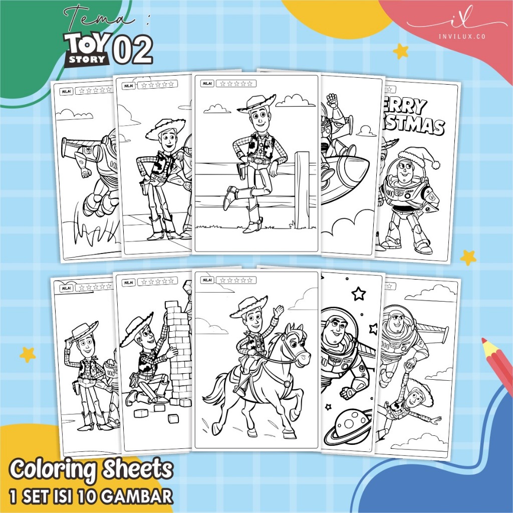 

[A4 - TOY 2] KERTAS GAMBAR UNTUK ANAK - LEMBAR MEWARNAI ANAK 1 SET ISI 10 LEMBAR GAMBAR