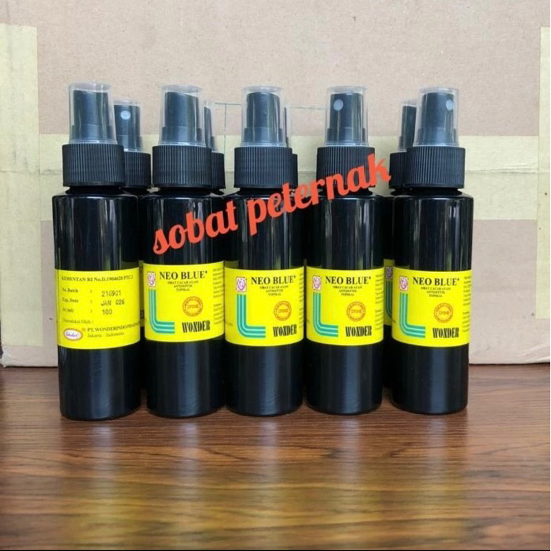 Neo Blue Obat Semprot 100ml, Obat Luka Kucing Anjing Sapi Kambing Kelinci