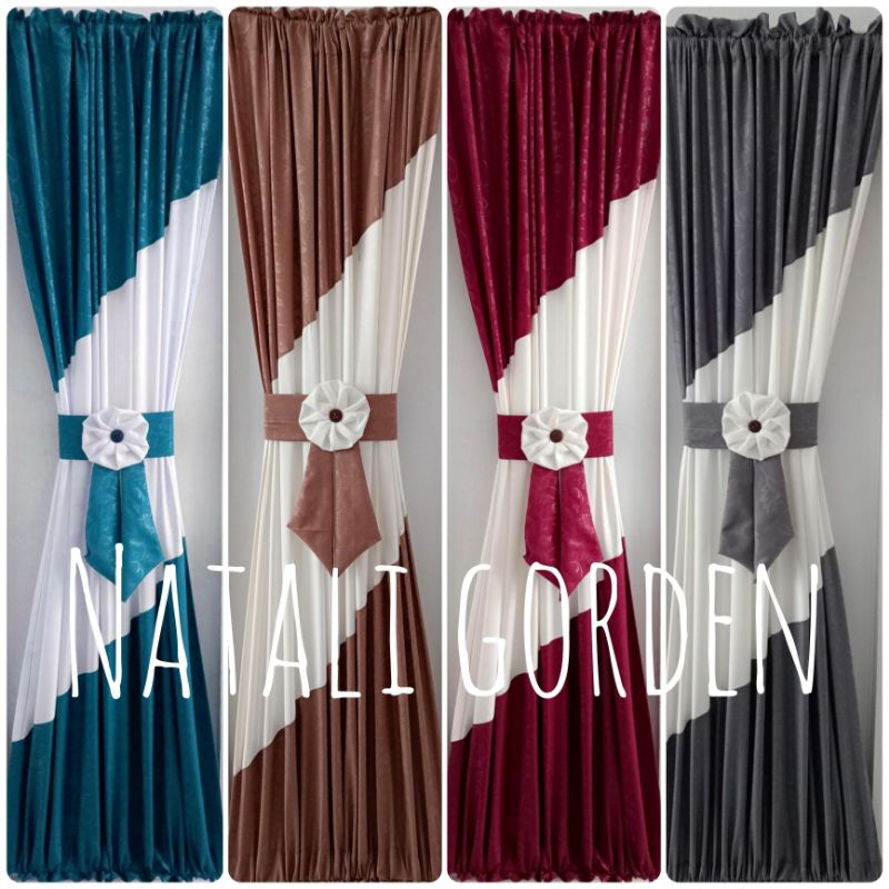 N-shop Gorden kupu kupu kombinasi ikat tengah tebal/ Gorden minimalis estetik untuk jendela ruang ta