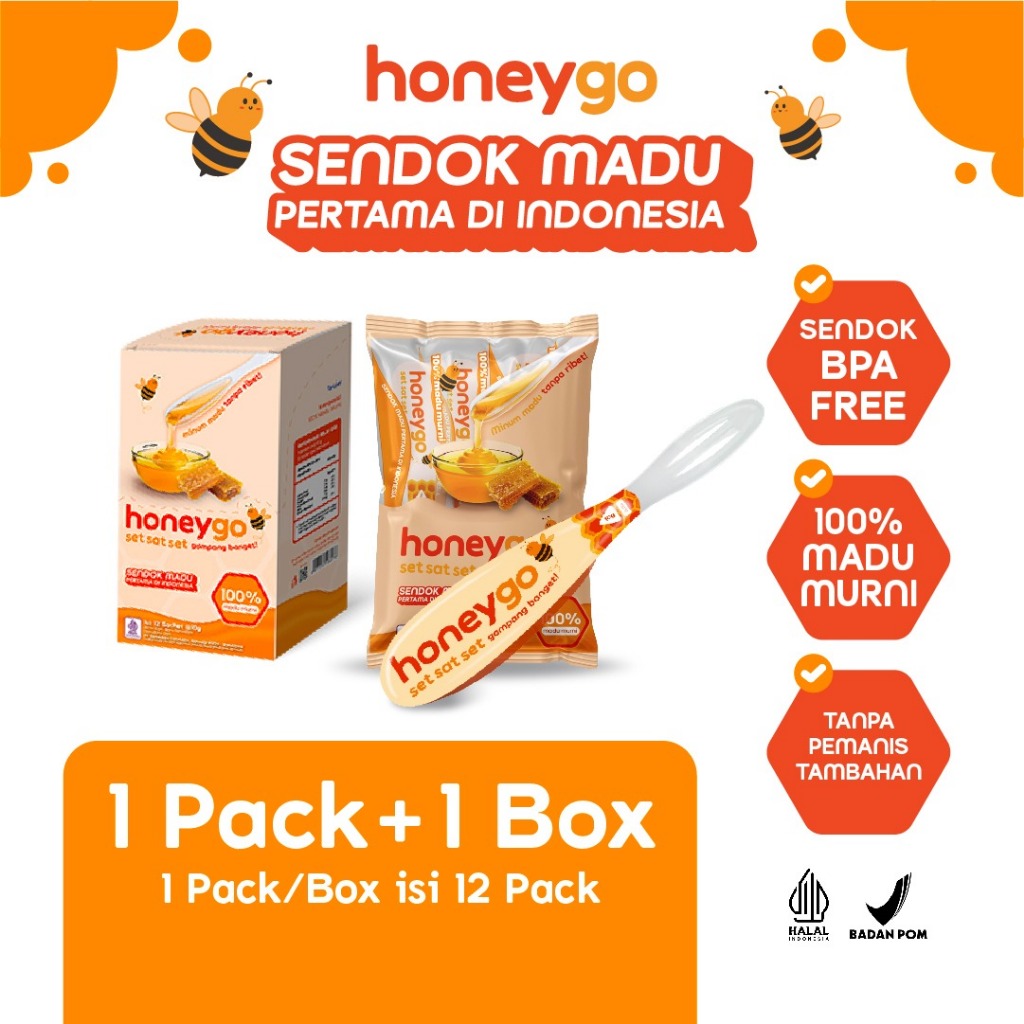 

Honeygo Madu Murni dengan Sendok - Bundling Hemat 1 box + 1 pack (24 sachet)