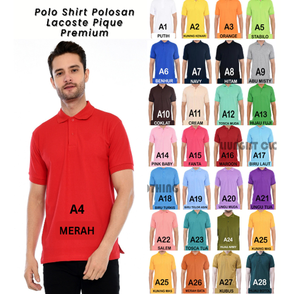 Polo shirt Lacoste Polosan Lengan Pendek / Kaos Kerah Pria dan Wanita Lacoste Santai