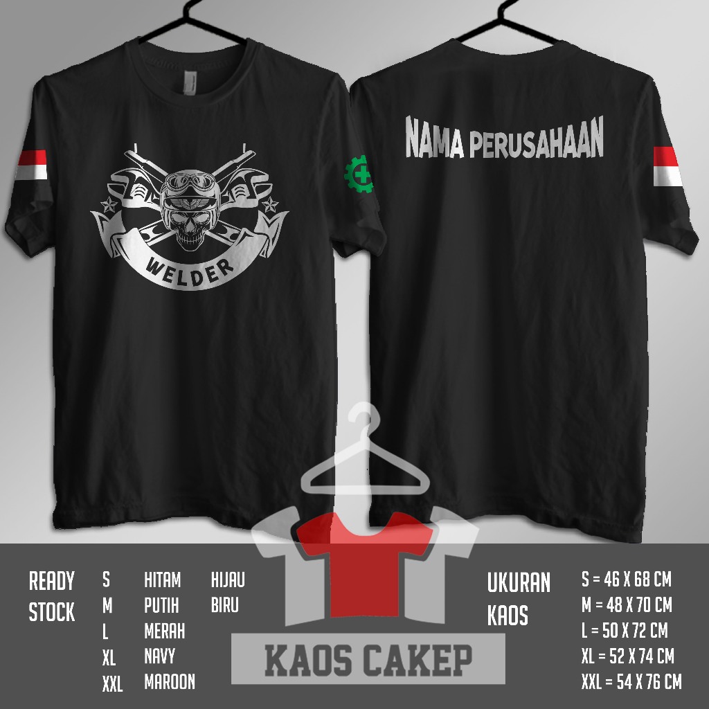 Kaos Mekanik Welder Skull Indonesia DB Gratis Perusahaan Kamu Baju Distro