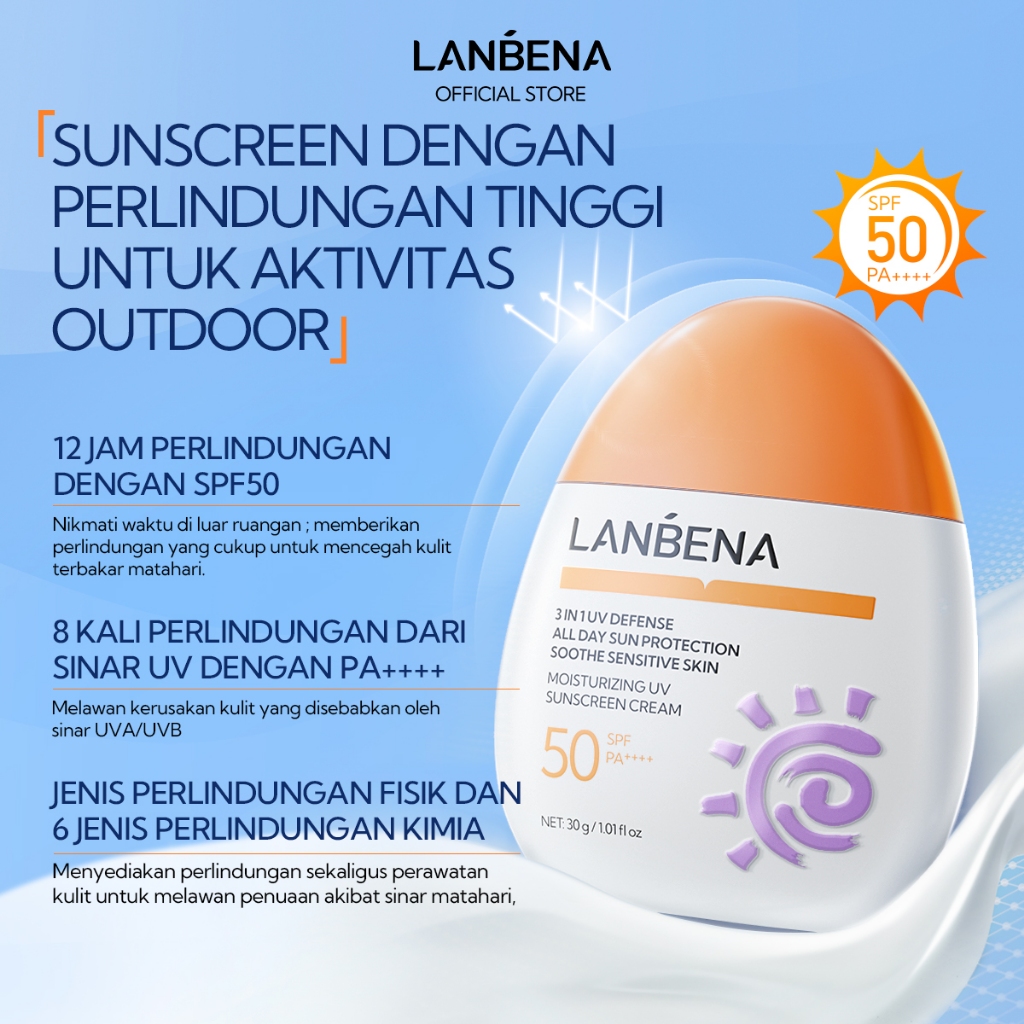 LANBENA 3 - in - 1 Outdoor Sunscreen SPF50 PA++++, 12 - Hour Protection with Skin - Soothing & Dual 