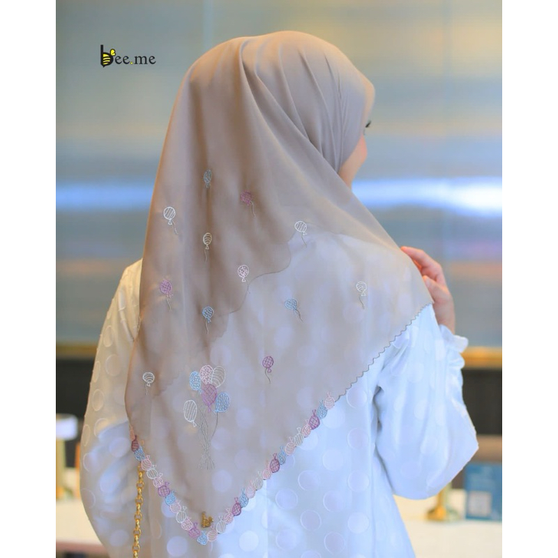 Beeme scarves - Hijab segi empat bordir premium ballon series original beeme scarves
