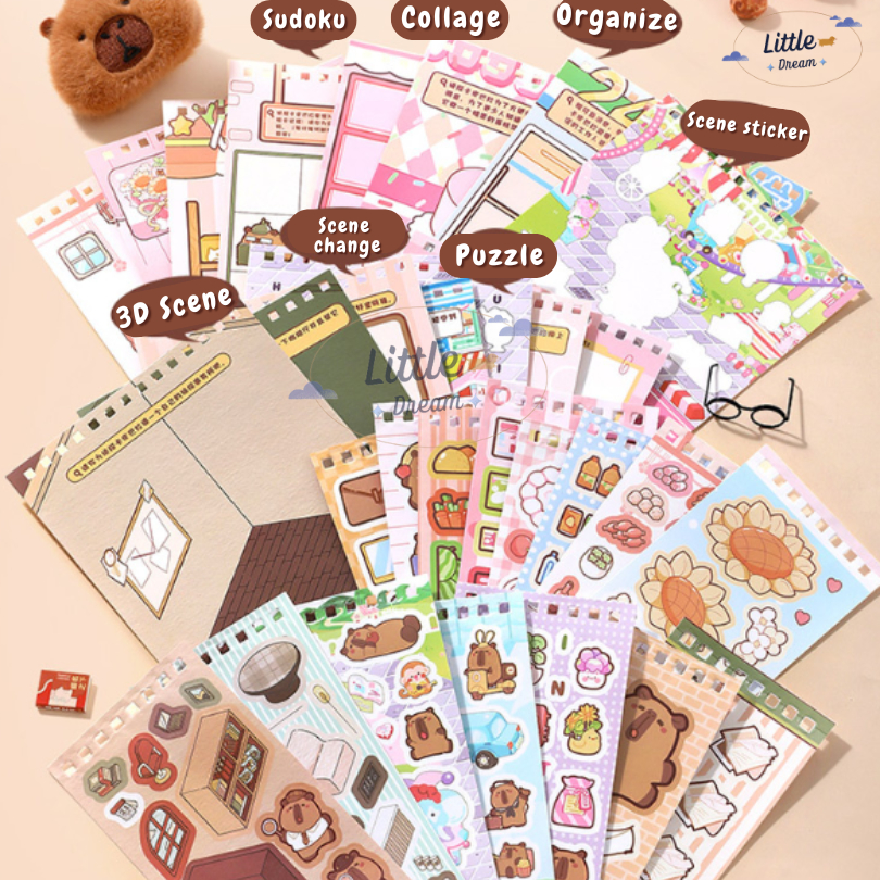 

Promo FUN GAME DIY STICKER Book 3D Capybara Painting book Stress Relief Creativity for Fun