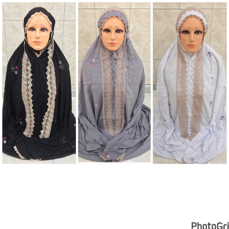 Mukena Dewasa Rayon Sulam Strimin. mukena terusan. mukena lajuran.