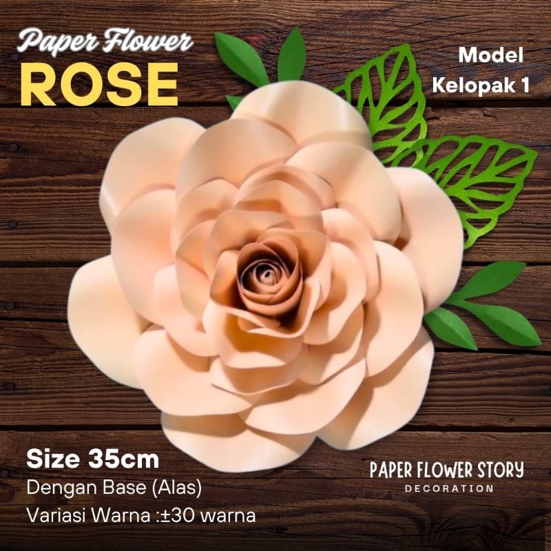 Paper Flower Backdrop Rose Bunga Kertas Mawar size 35cm dekorasi photo booth backdrop pernikahan lam