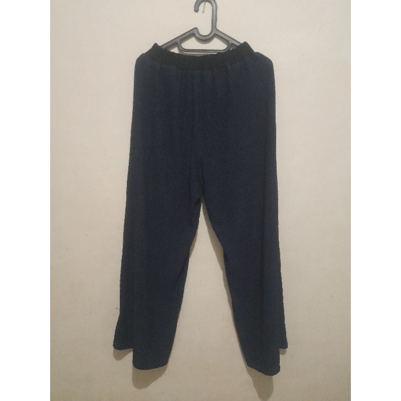 [Preloved] Celana Kulot Jumbo Tebal Biru Navy/Biru Dongker