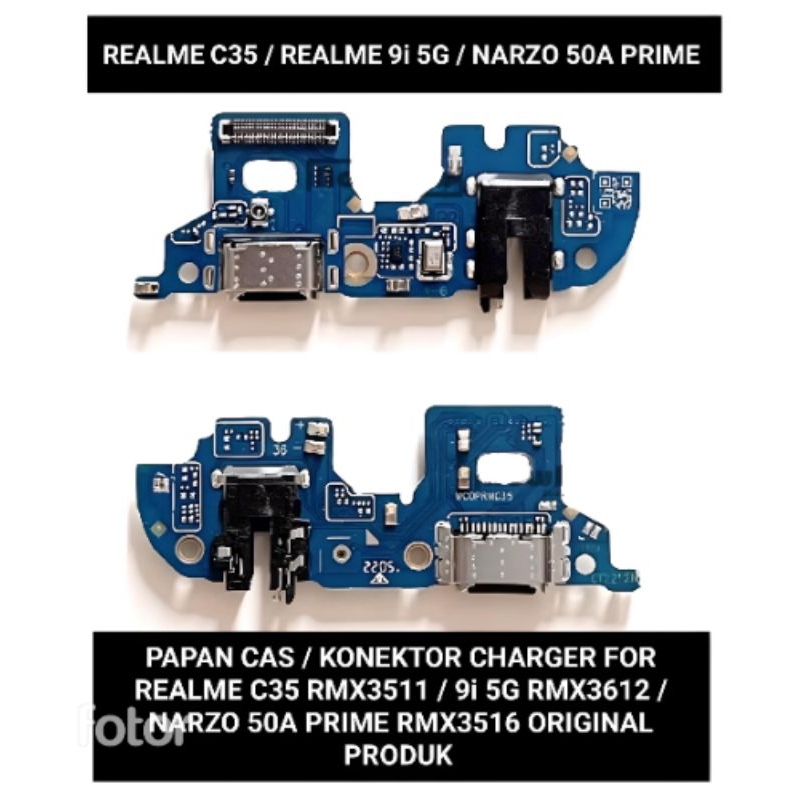 PAPAN CAS / KONEKTOR CHARGER REALME C35 / 9i 5G / NARZO 50A PLUS IC FULL KOMPONEN BOARD ORIGINAL PRO