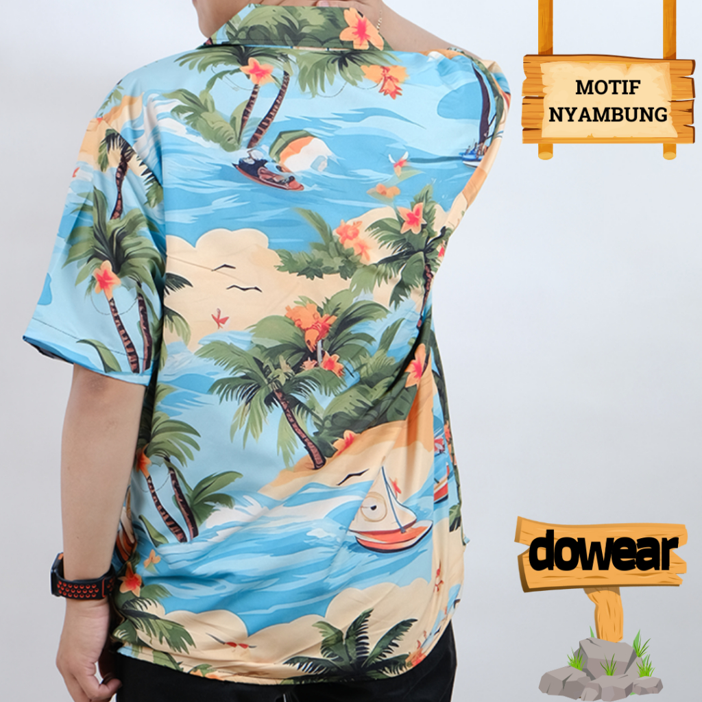 Dowear Baju Kemeja Motif Kekinian Cowok Cewek Bali Pantai Surfing Hawai Jumbo PANTAI ASOY 070
