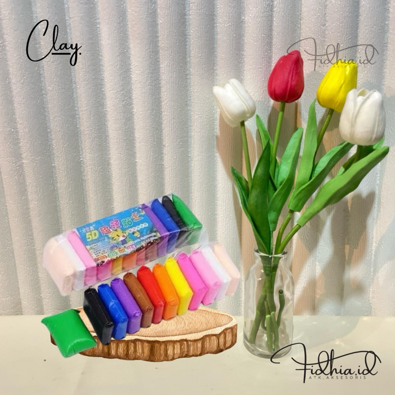 Clay mainan anak/mainan edukasi anak/clay 12 warna/ clay polimer