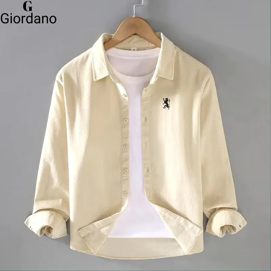 Kemeja Giordano Pria Slimfit Lengan Panjang Polos Original