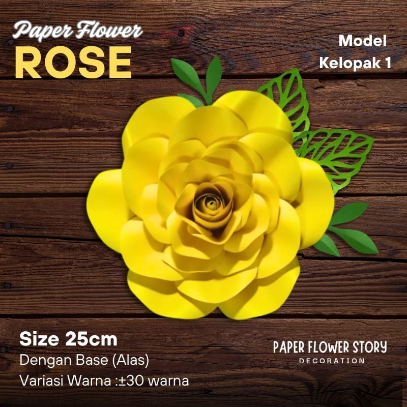 Paper Flower Backdrop Rose Bunga Kertas Mawar size 25cm dekorasi photo booth backdrop pernikahan lam