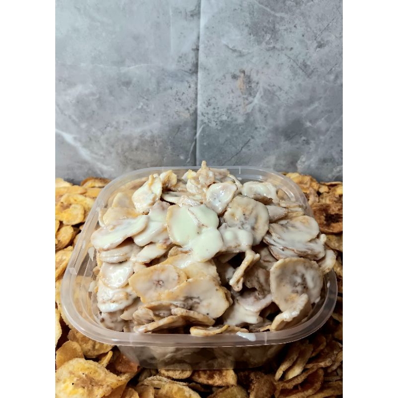 

Kripik pisang lumer rasa TIRAMISU || berat 120 gram, ukuran thinwall 500 ml